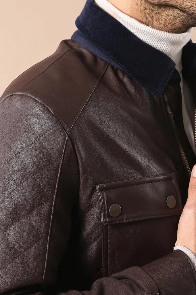 15536 Brown Leather Look Jacket