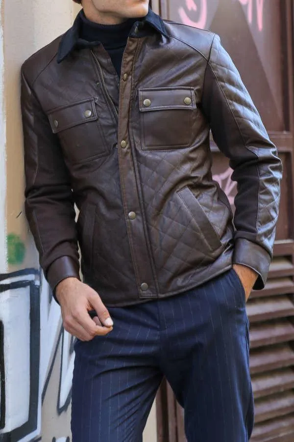 15536 Brown Leather Look Jacket