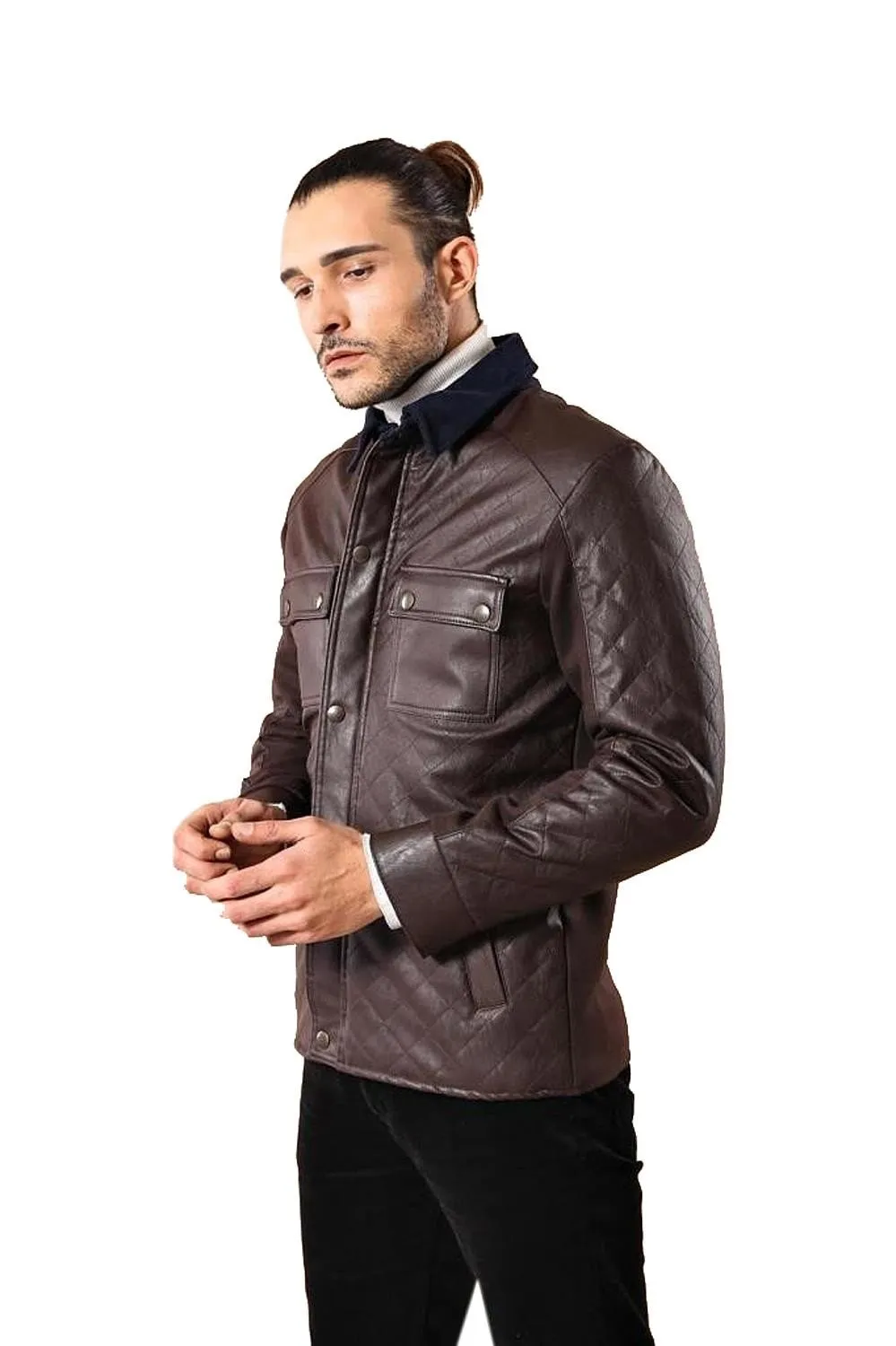 15536 Brown Leather Look Jacket