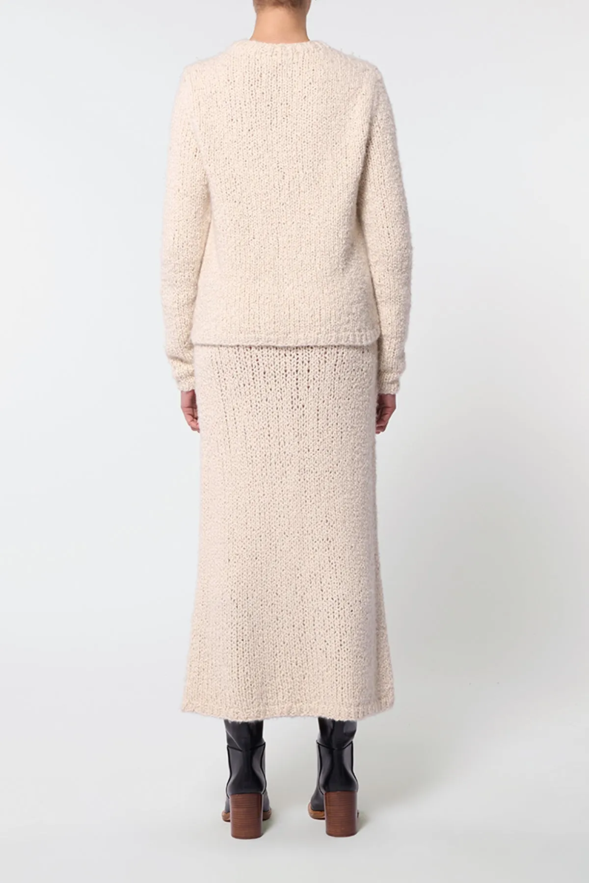 Abrams Knit Sweater in Ivory Cashmere Boucle