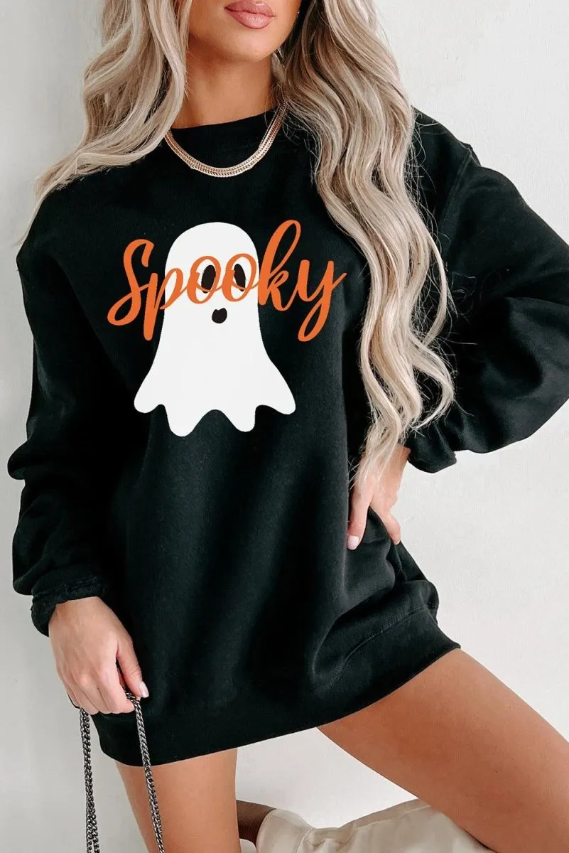 Black Halloween "Spooky" Ghost Sweatshirt