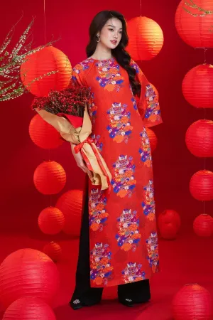 Blume Straight Wide Sleeved Brocade Ankle Length Ao Dai