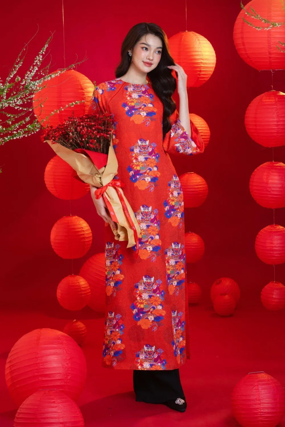 Blume Straight Wide Sleeved Brocade Ankle Length Ao Dai