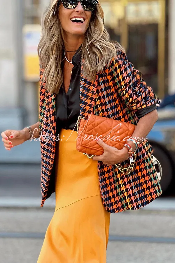 Book Club Colorful Houndstooth Blazer