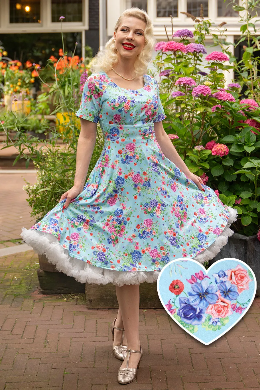 Brenda Light Blue Hydrangea Dress