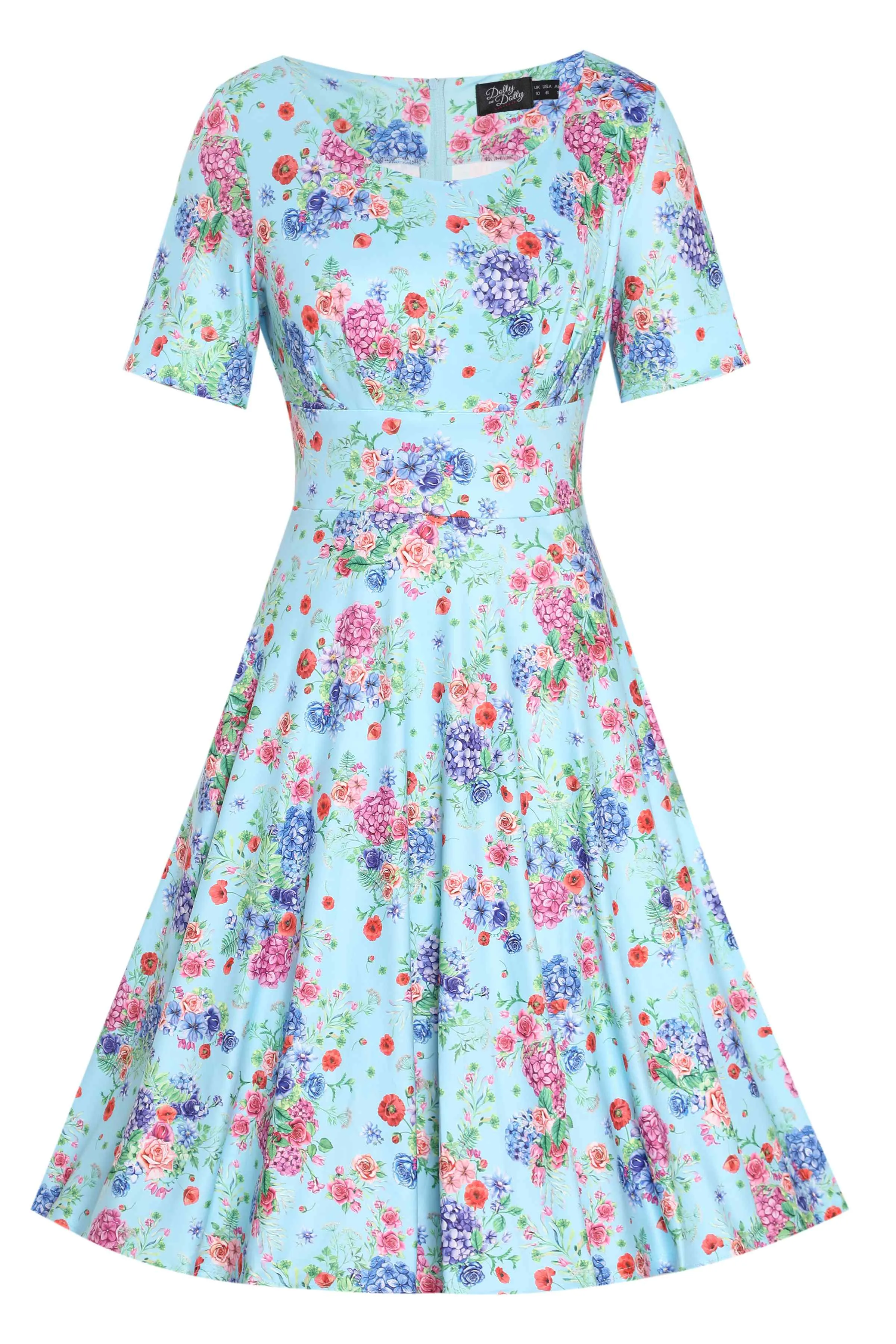 Brenda Light Blue Hydrangea Dress