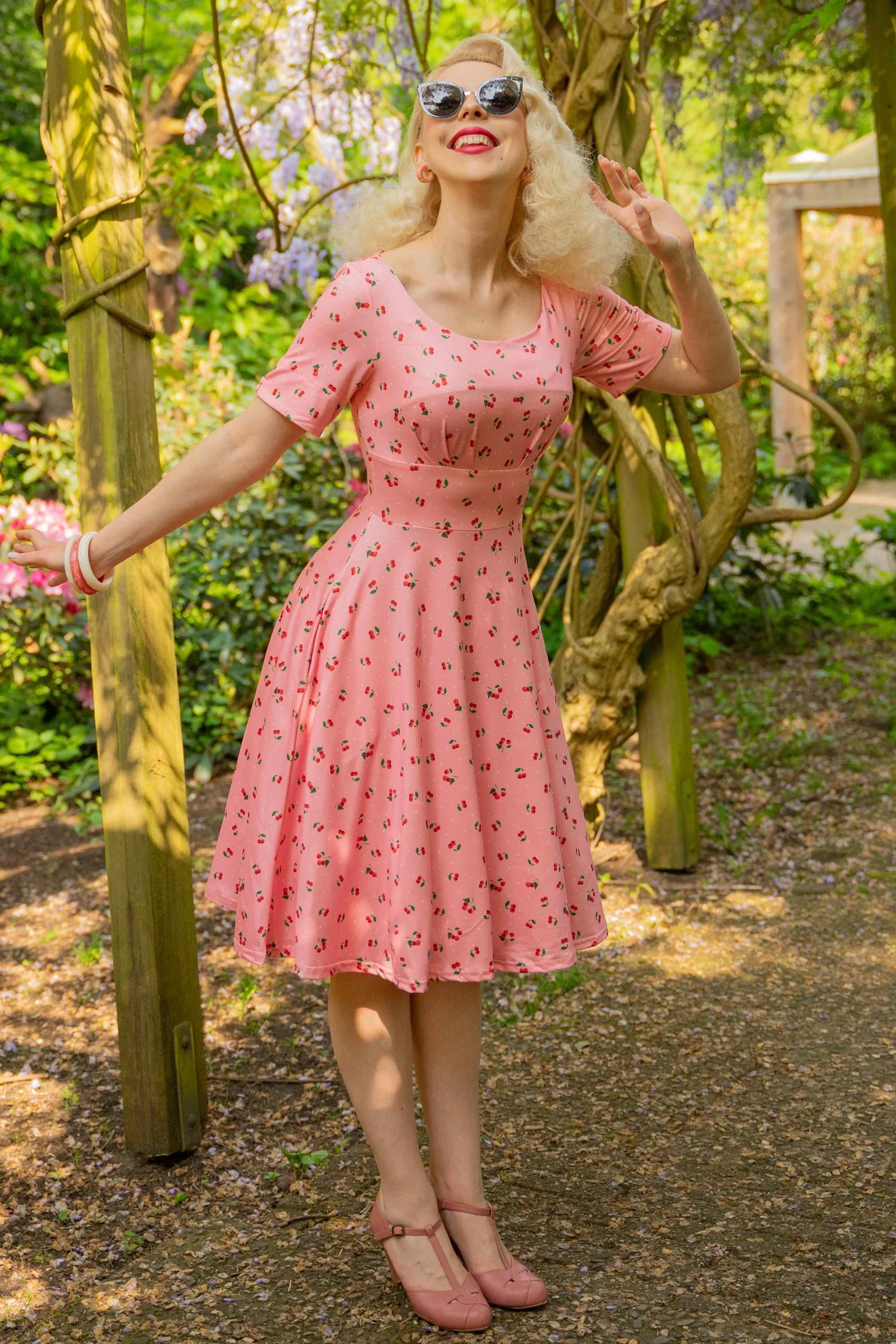 Brenda Pink Cherry 50s Style Dress