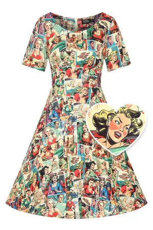 Brenda Retro Comic Book Print Dress