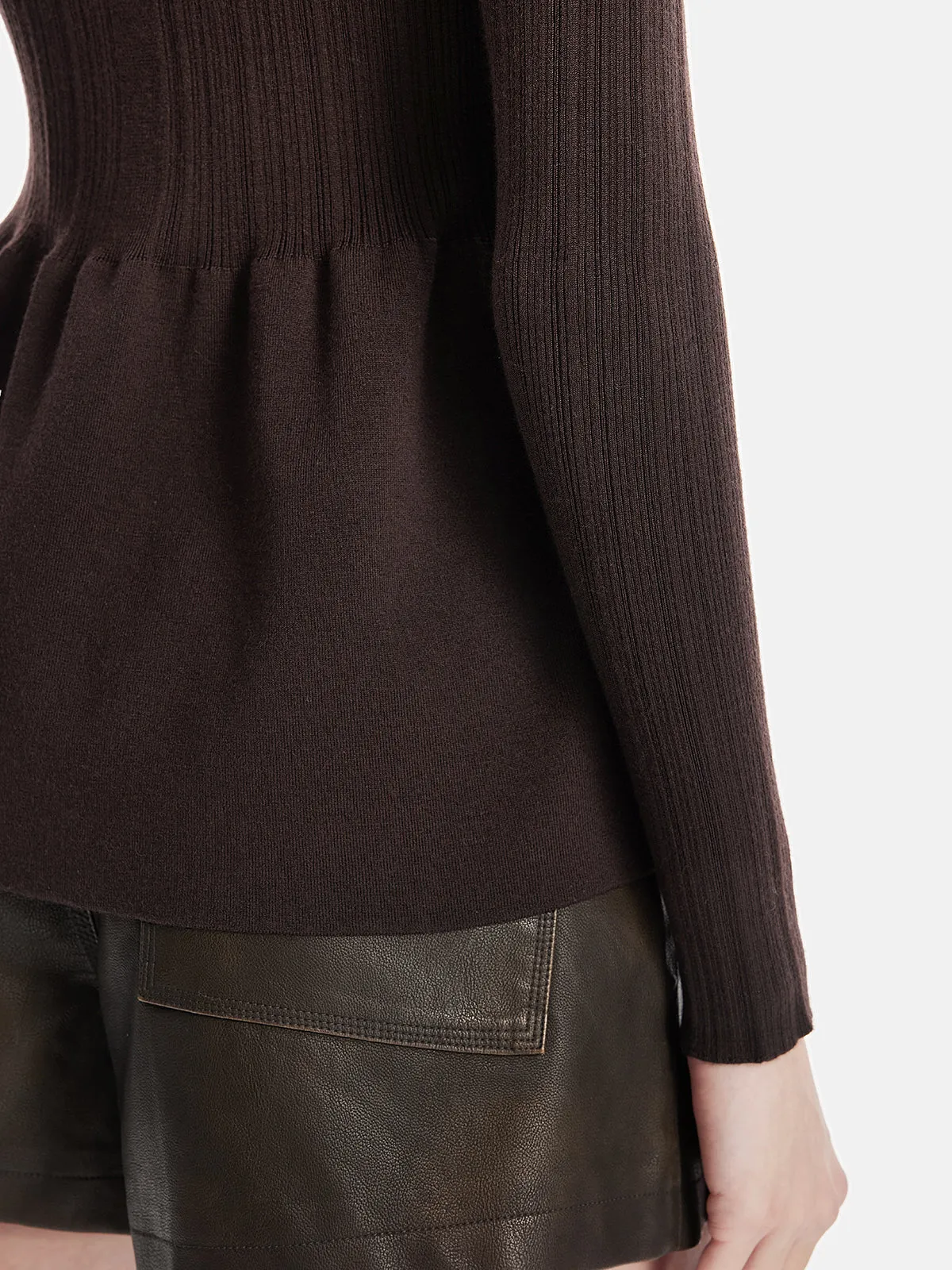 Cashmere Peplum Knit Cardigan