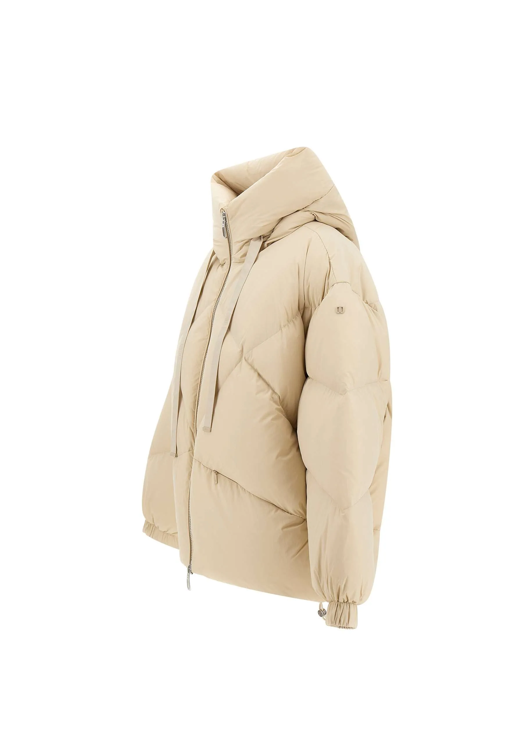 Cream Oversized Down Jacket for Women