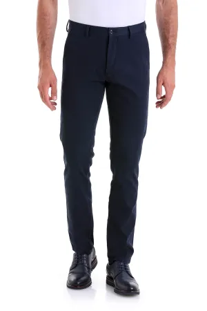 Dynamic Fit High Waist Cotton Navy Casual Pants