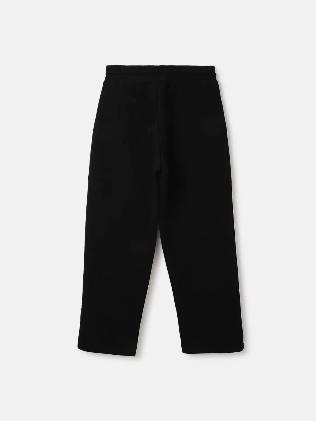 Elle Girls Black Solid Relaxed Fit Mid-Rise Track Pant