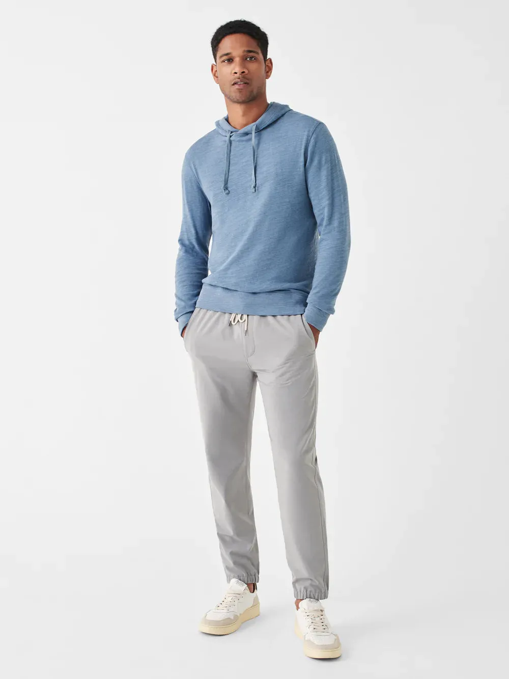 Faherty Heritage Slub Cotton Hoodie in Typhon Blue