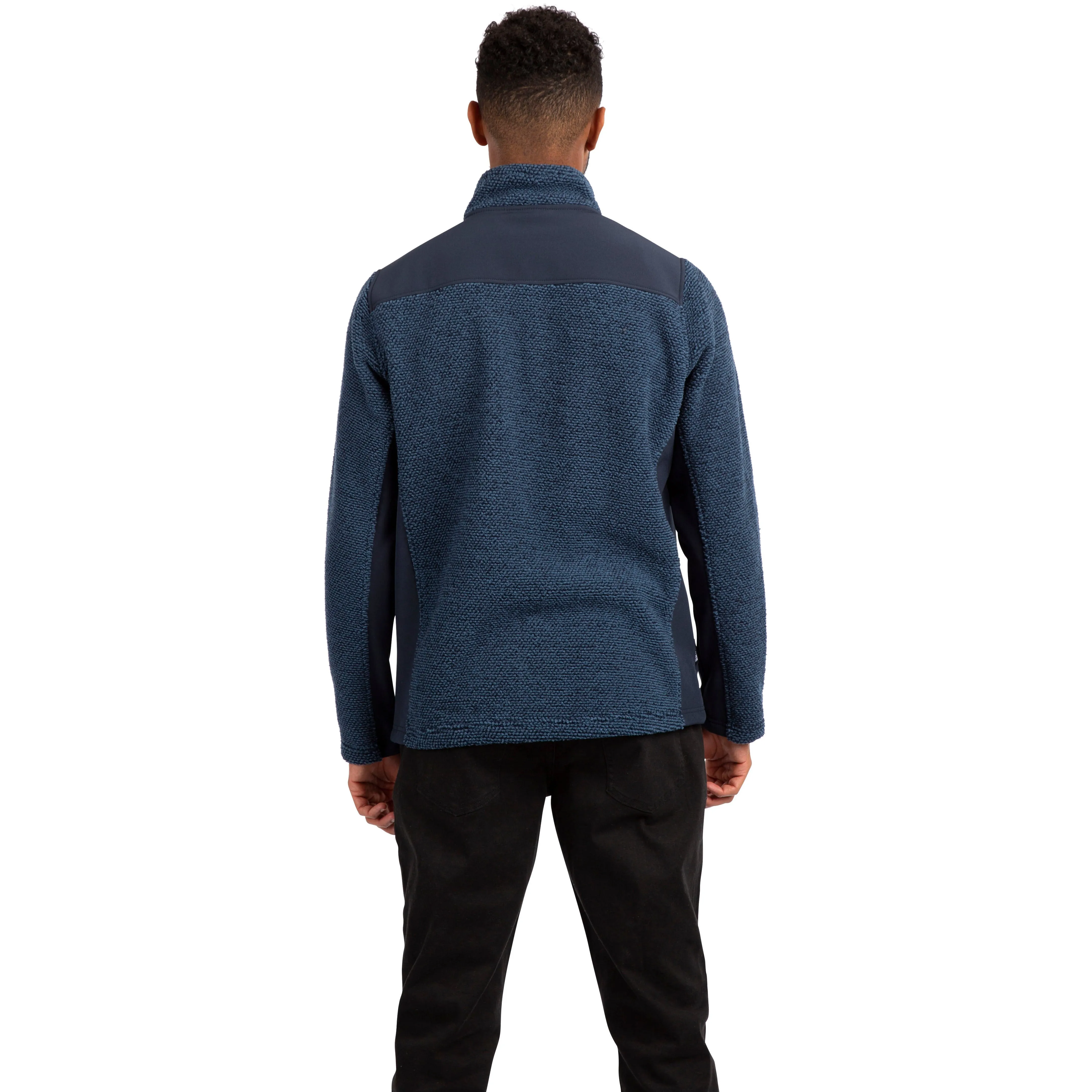 Faratino Men's Knitted Striped Fleece Jacket in Smokey Blue