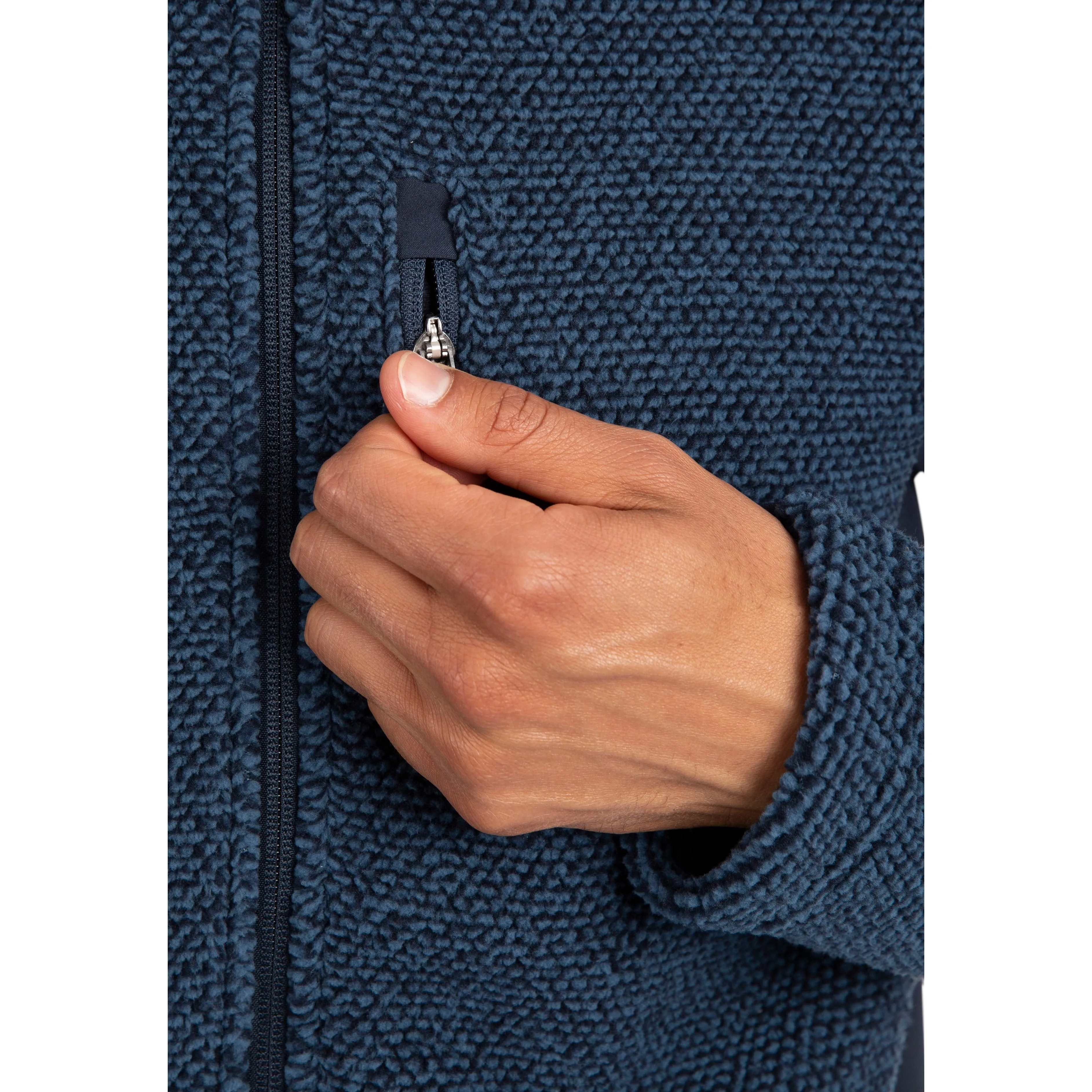 Faratino Men's Knitted Striped Fleece Jacket in Smokey Blue