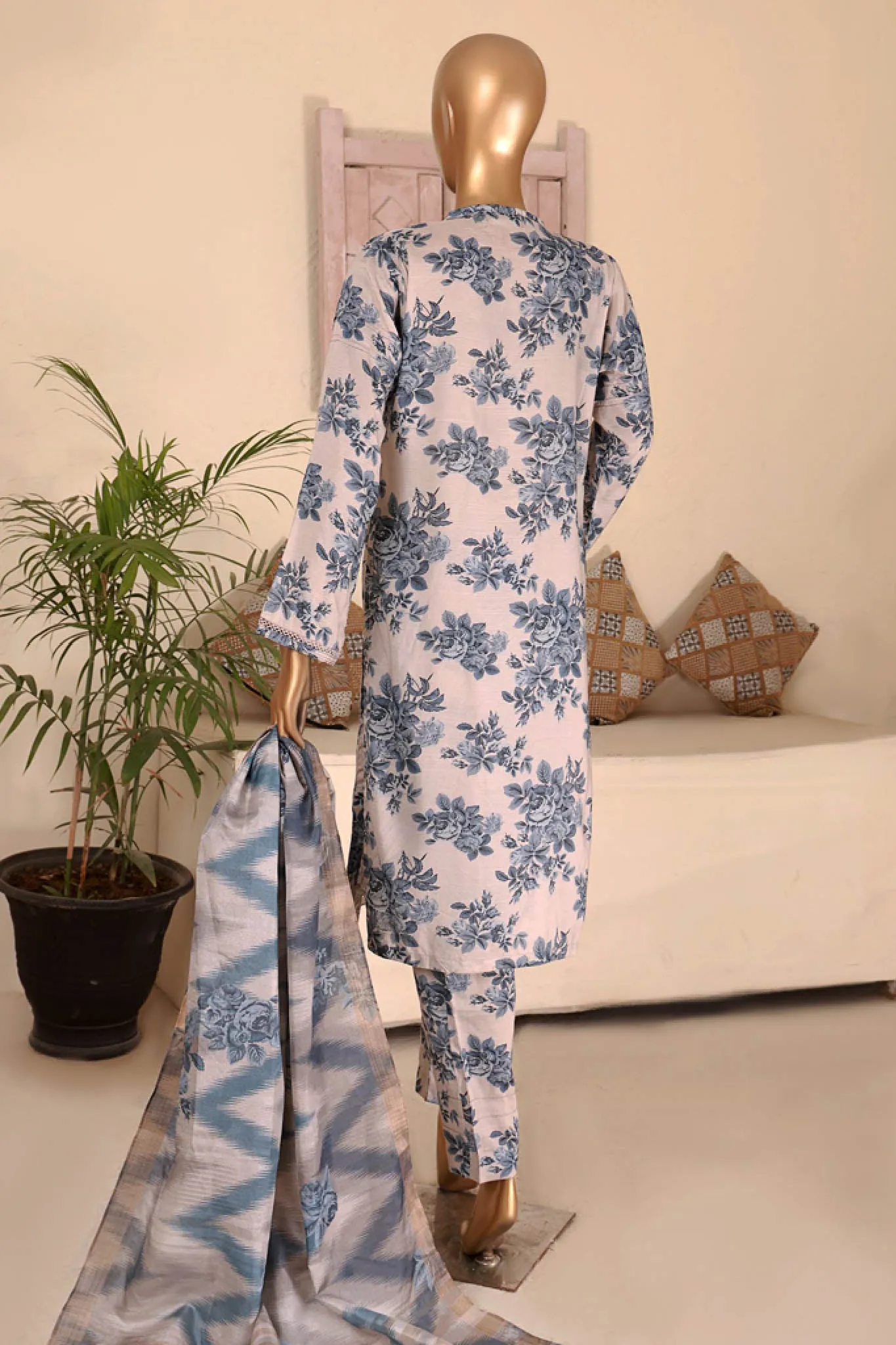 Florence By HZ Stitched 3 Piece Printed & Emb Raw Silk Collection'2024-RRE-07