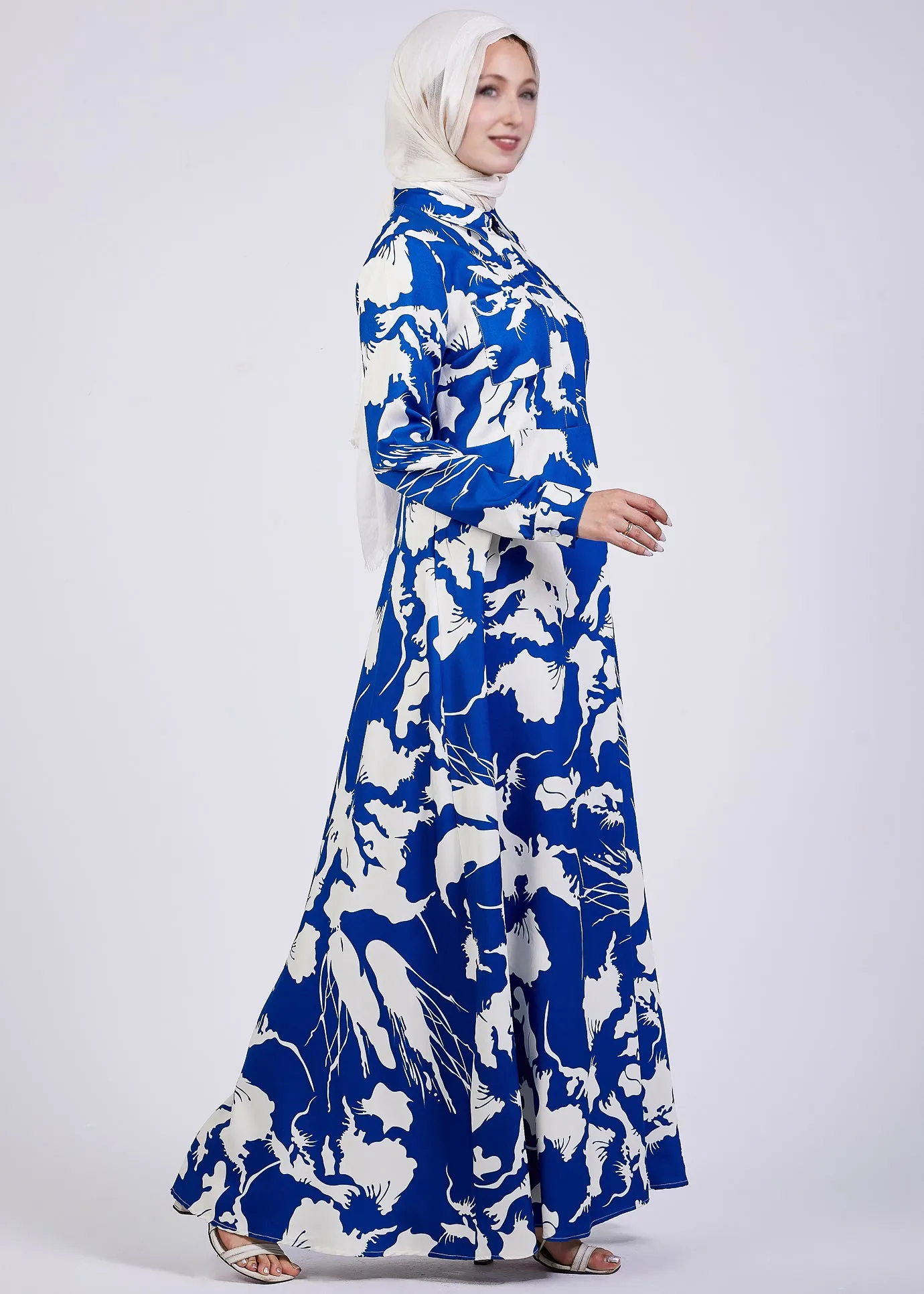 Heba Evelyn Abstract Floral Crepe Maxi Dress