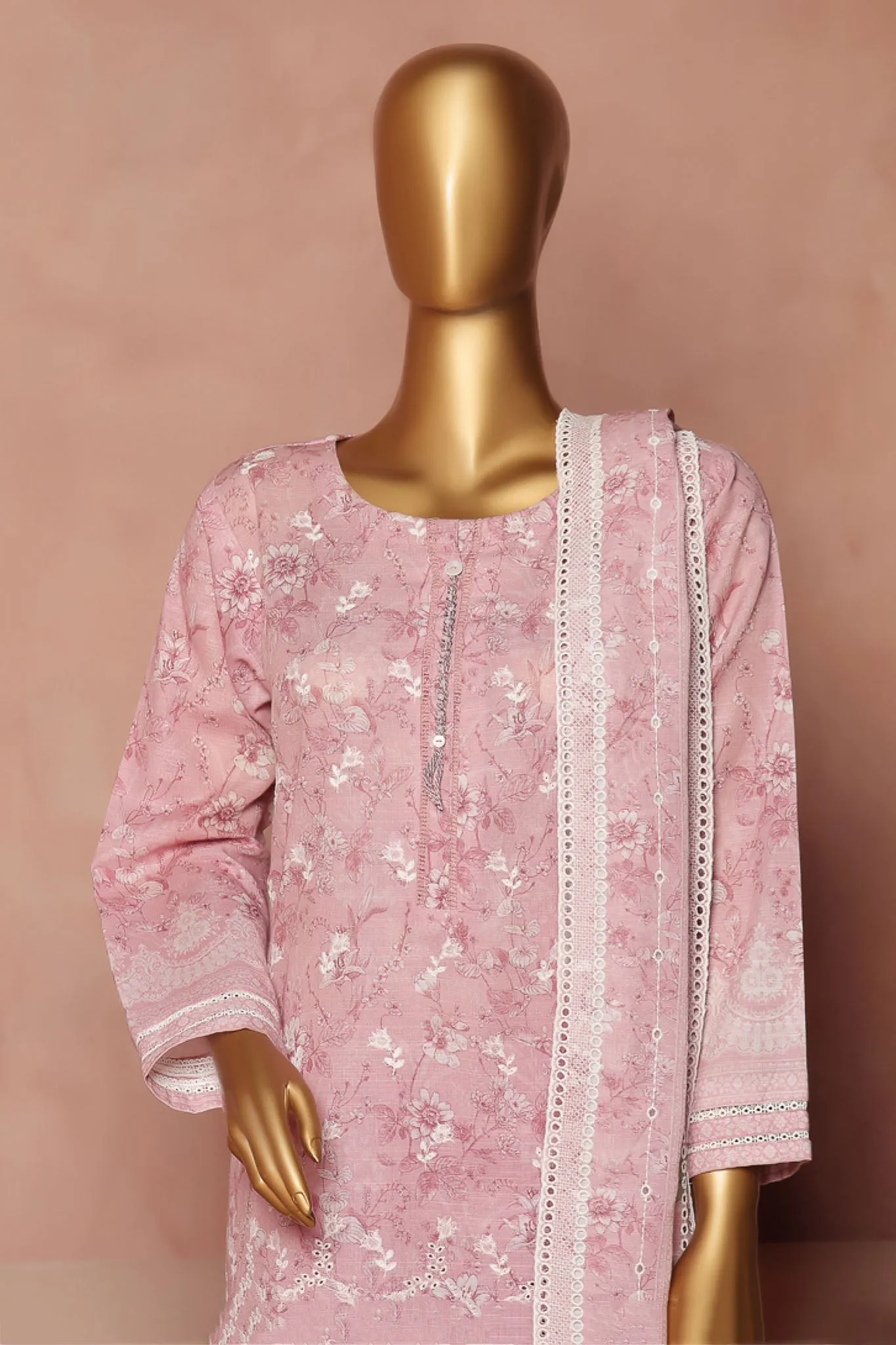 Hz Stitched 3 Piece Emb Chikankari Khaddar Vol-02 Collection'2024-KE-924-Pink