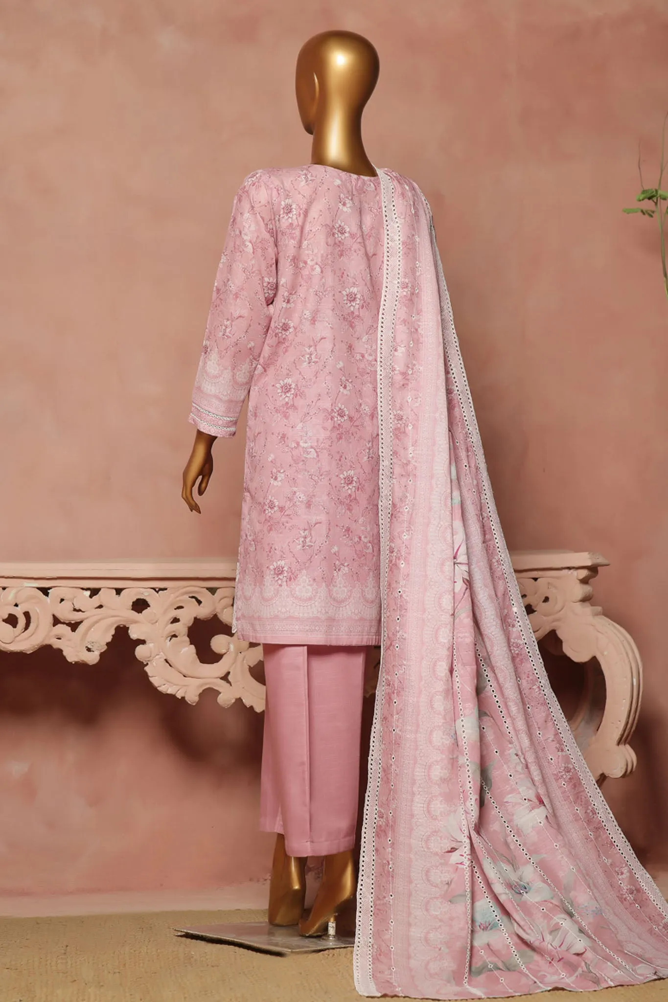 Hz Stitched 3 Piece Emb Chikankari Khaddar Vol-02 Collection'2024-KE-924-Pink