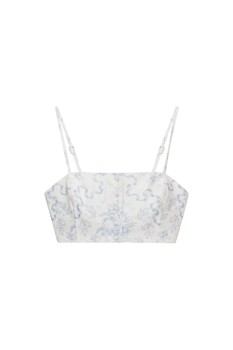 Isadore Bow Print Cropped Top