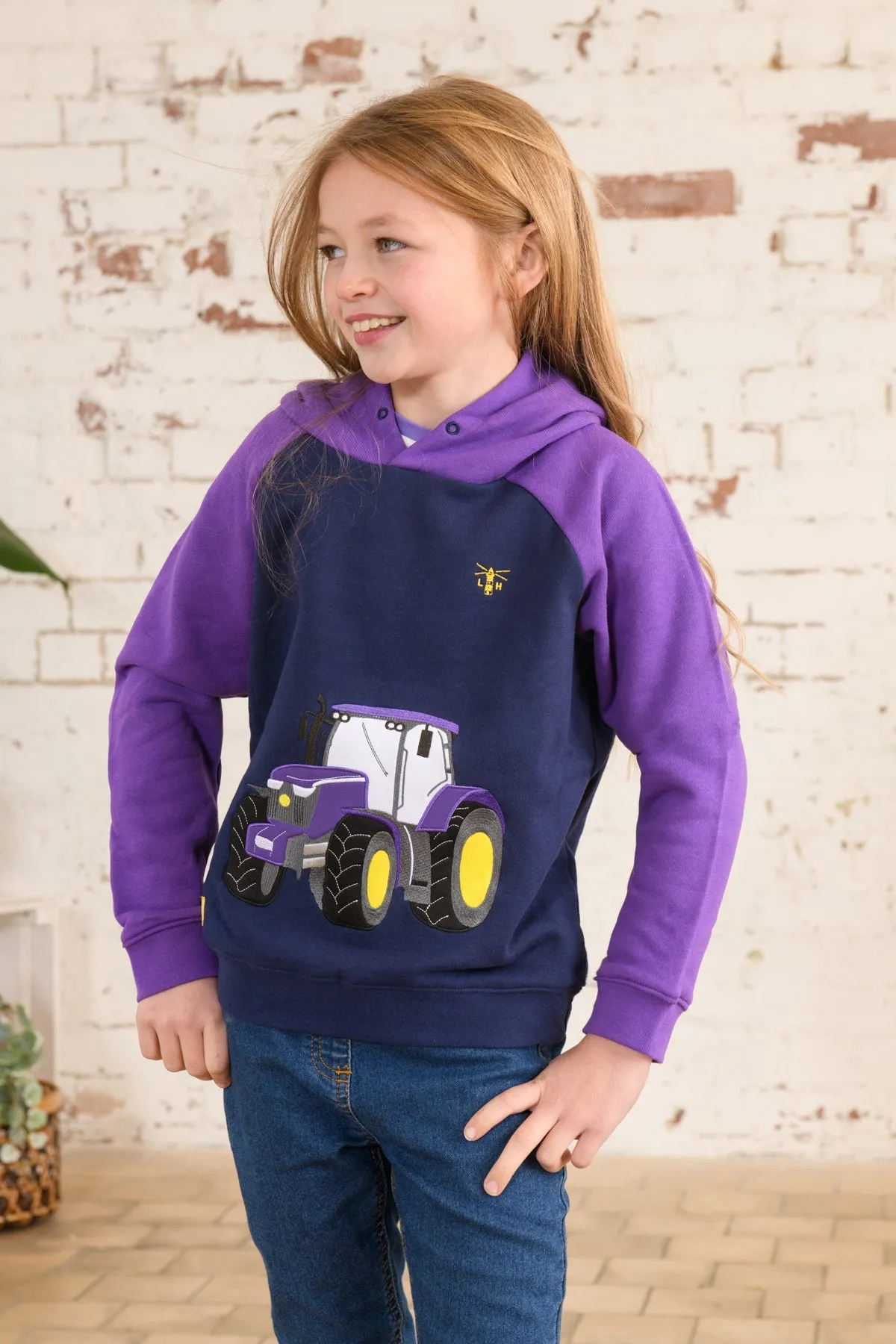 Jill Hoodie - Purple Tractor Applique