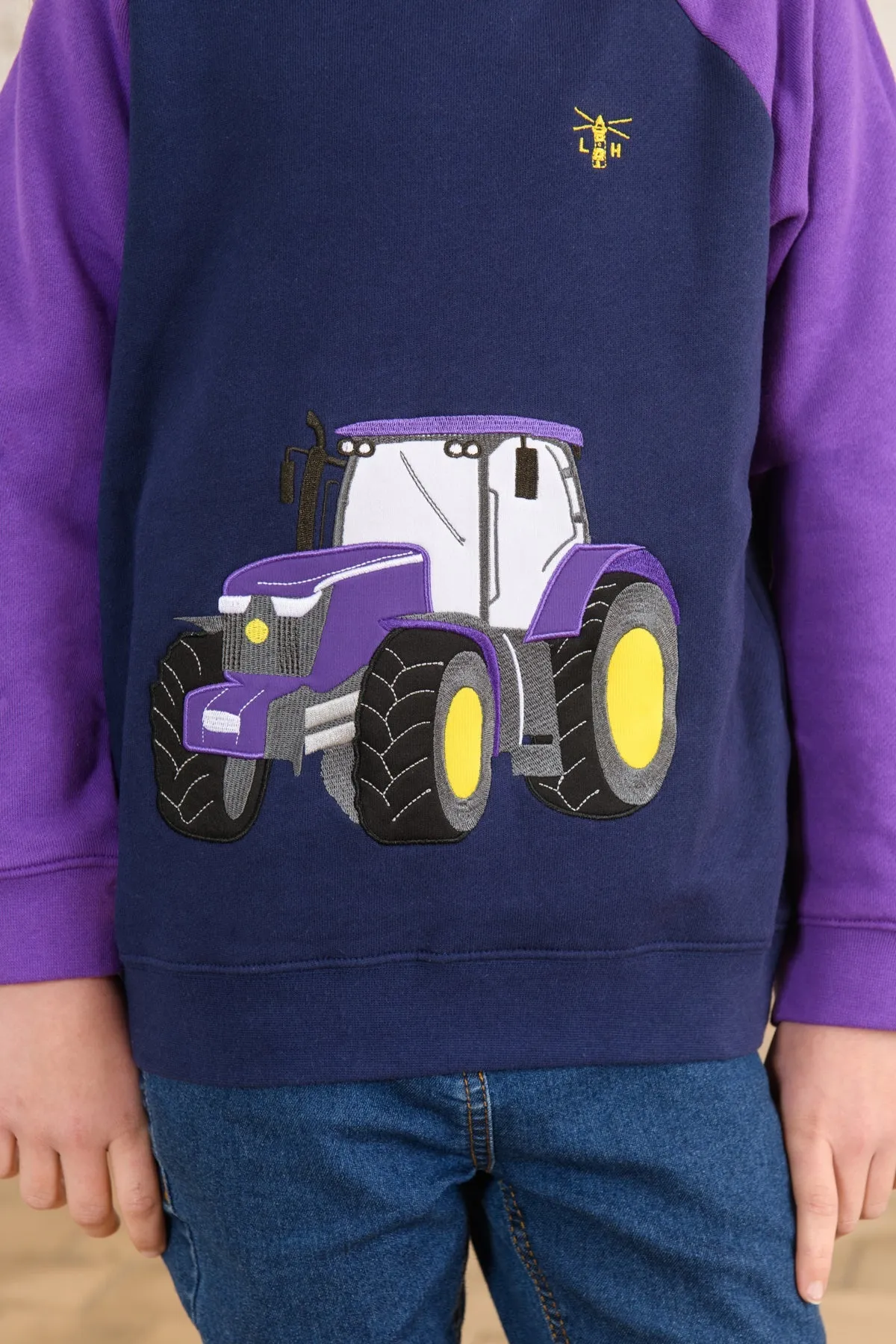 Jill Hoodie - Purple Tractor Applique