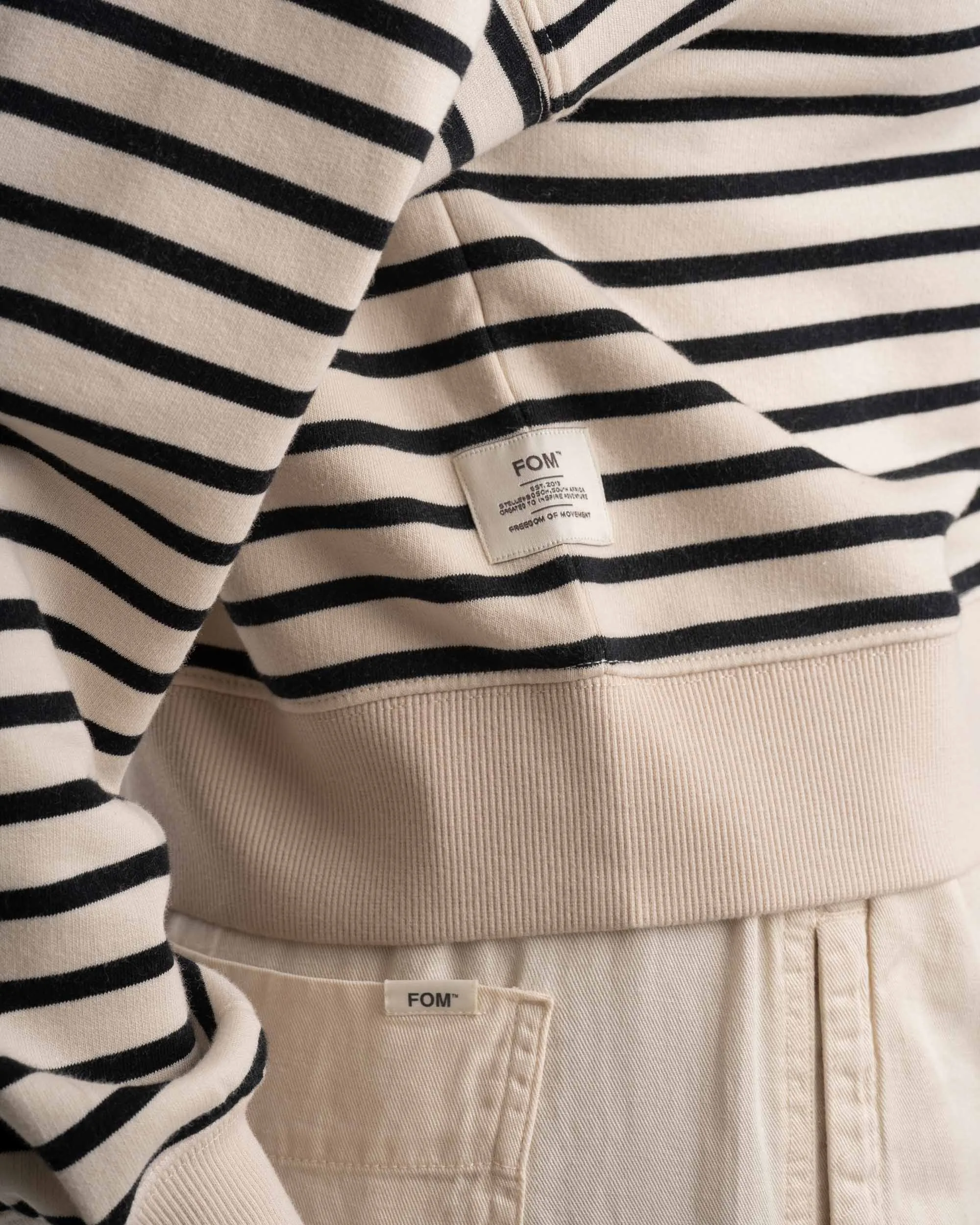 Ladies Crew Neck Stripe Sweater - Milk & Black