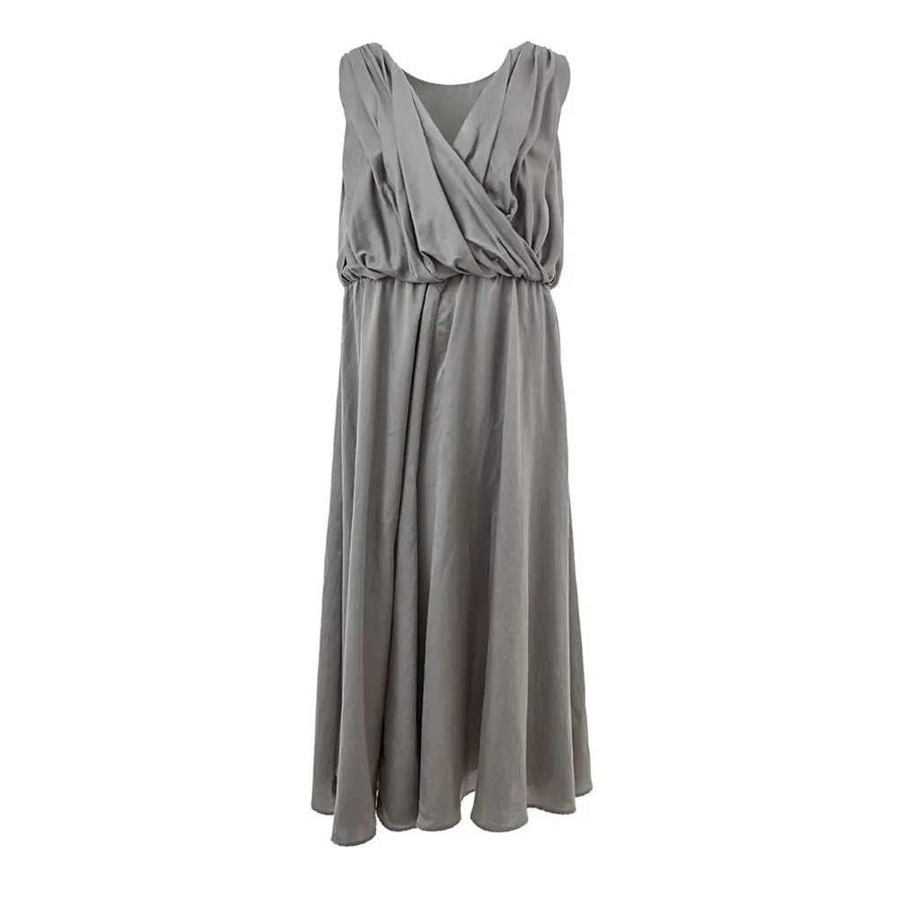 Lardini Elegant Silk Gray Dress - Timeless Elegance