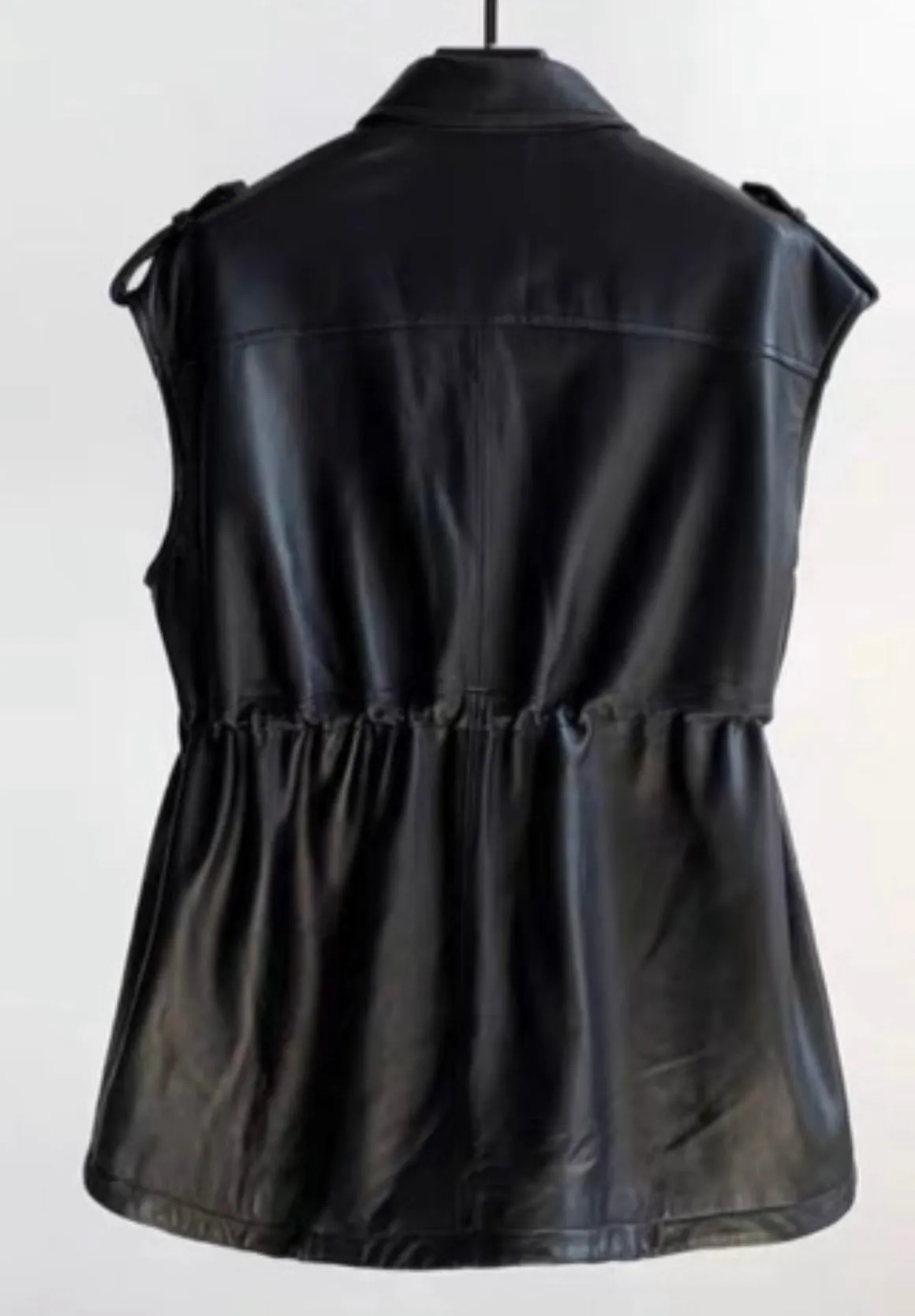 Leather Vest with Elastic Waist