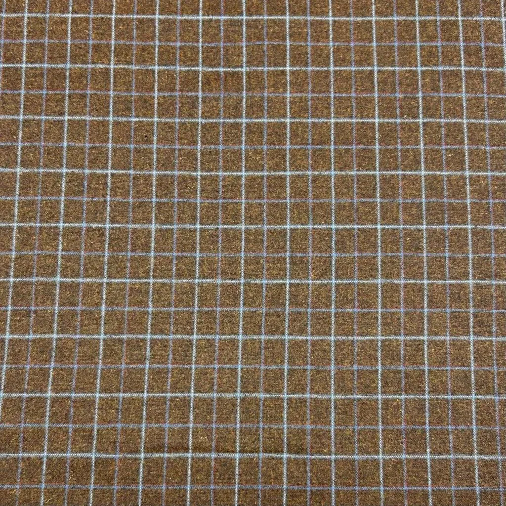 Lined Squares Wool Blend Fabric