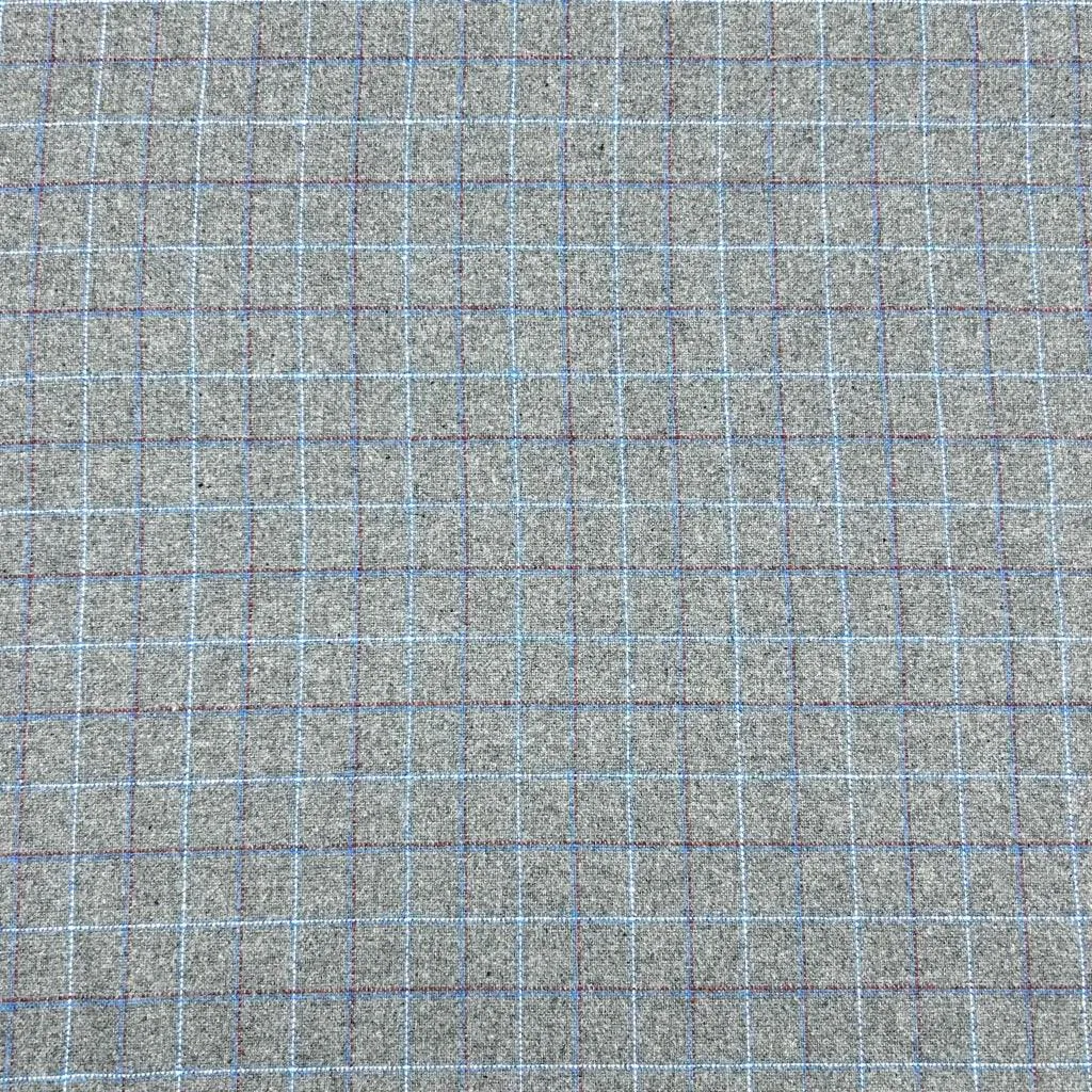 Lined Squares Wool Blend Fabric