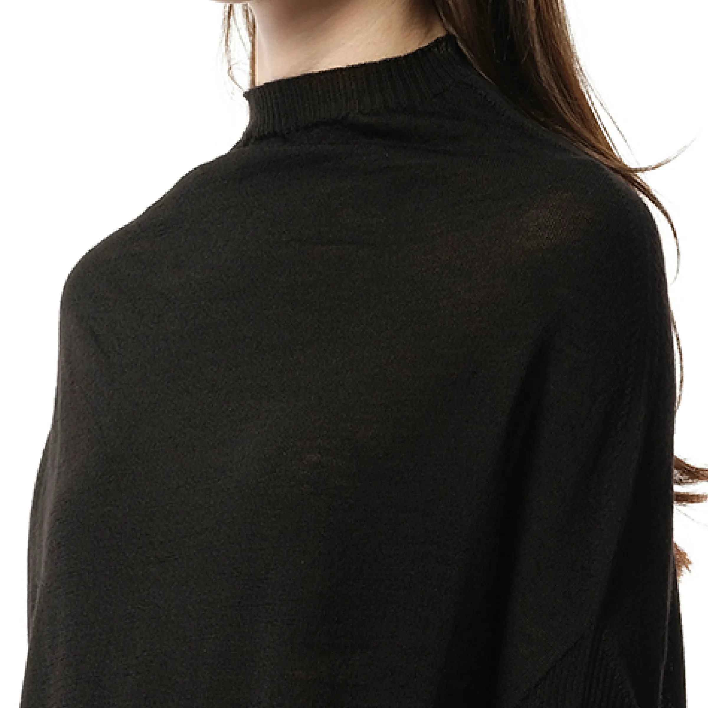 Long Sleeve Crater Knit Sweater in Black