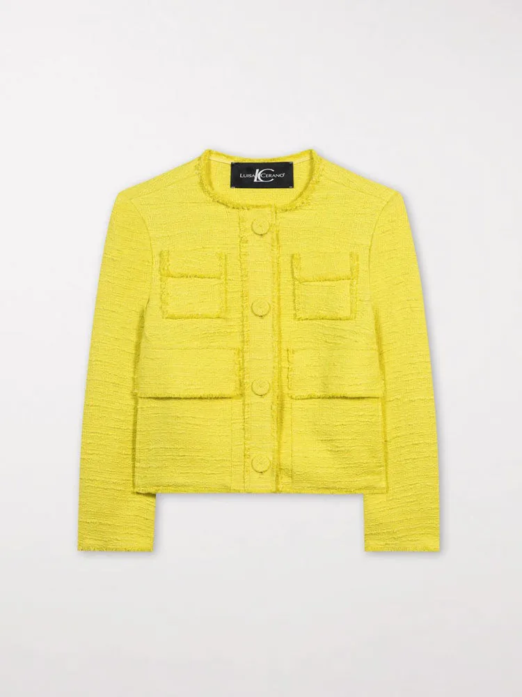 Luisa Cerano Tweed Look Jacket Lemon