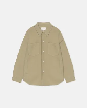 Martin - Double Wool And Silk Blend Overshirt - Pale Olive