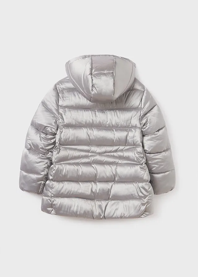 Mayoral Girls Metallic Silver Puffer Coat