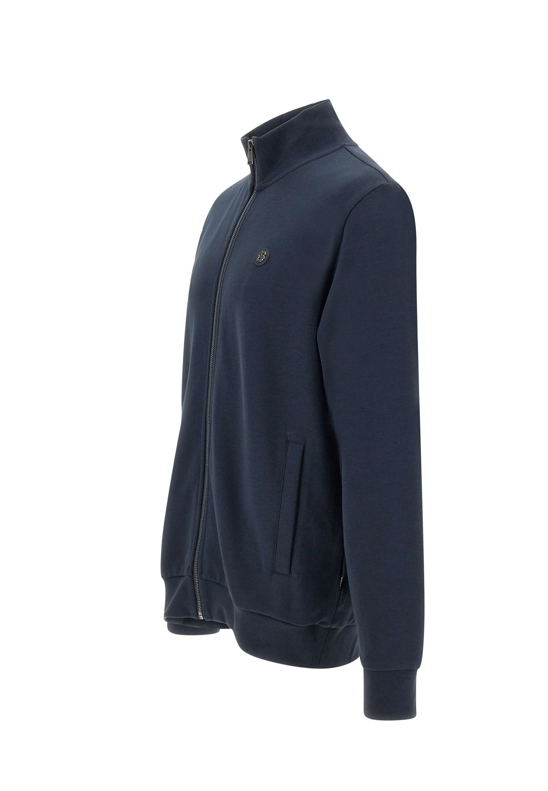 Men's Blue Cotton Zip Sweatshirt