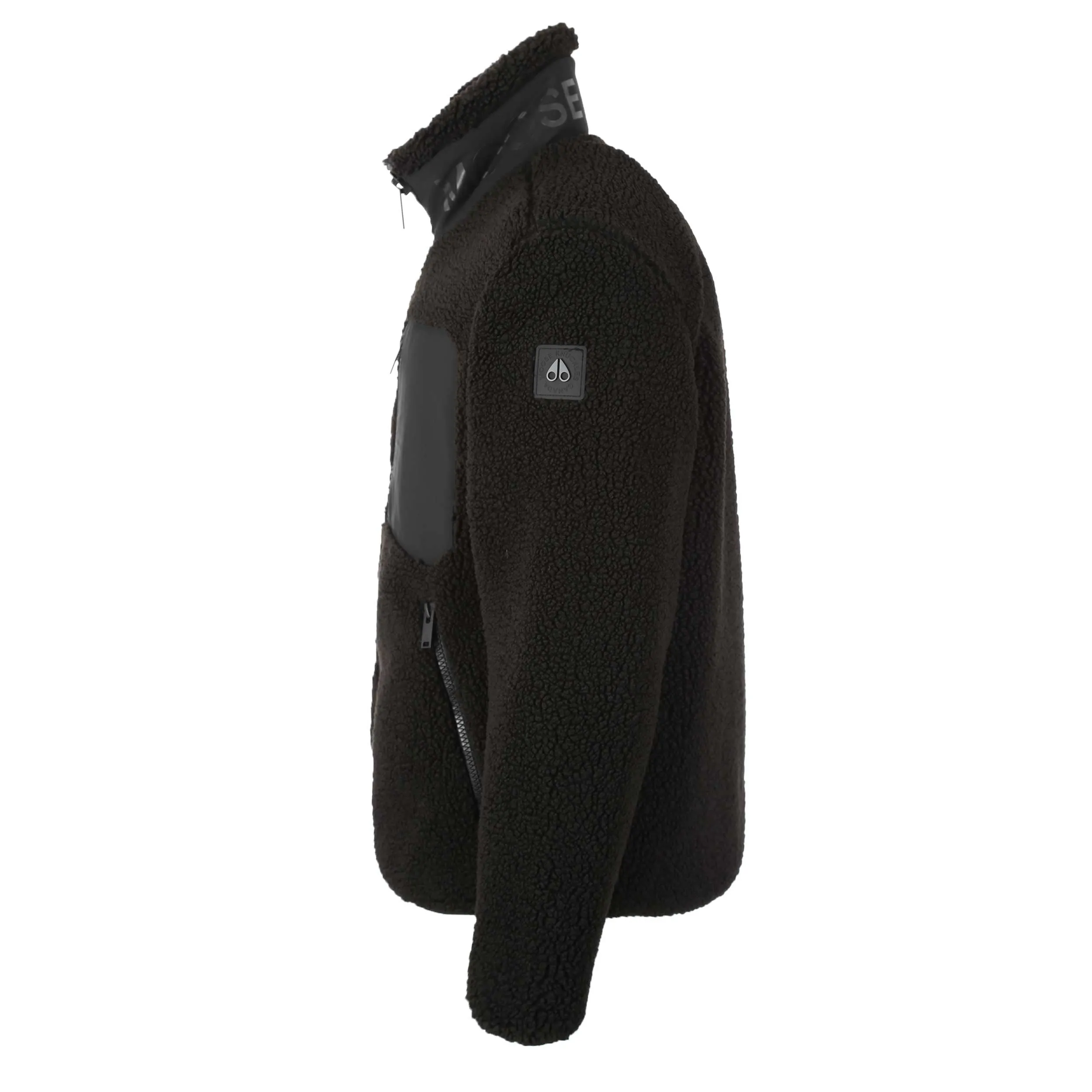 Moose Knuckles Saglek Zip Up Fleece Jacket in Black