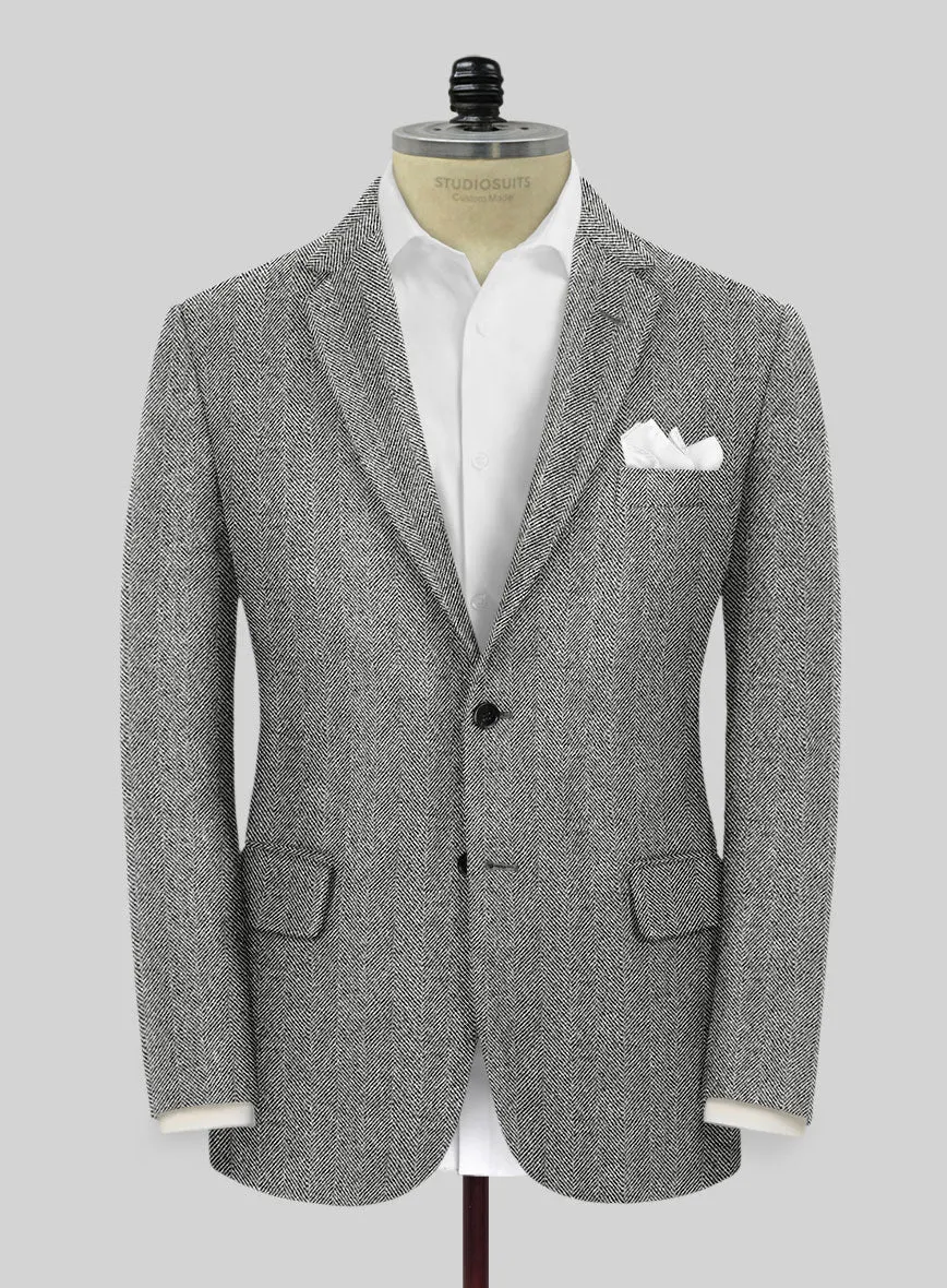 Naples Wide Herringbone Gray Tweed Jacket