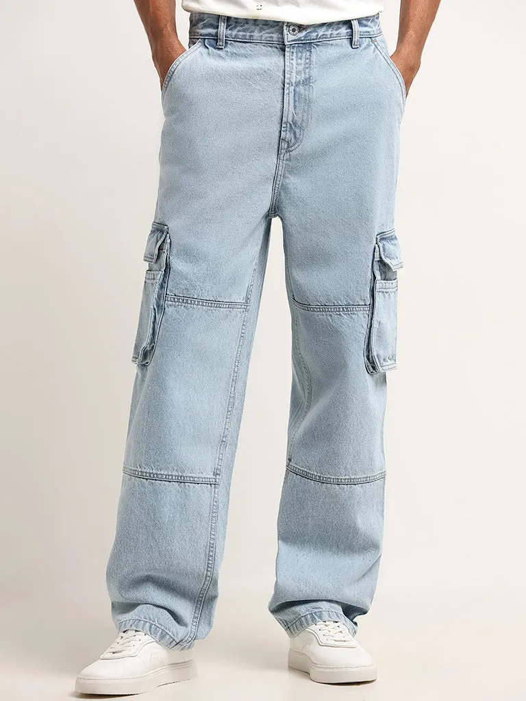 Nuon Blue Mid Rise Relaxed Fit Jeans