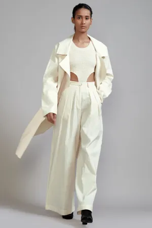 Off-White Cotton Long Trench Jacket