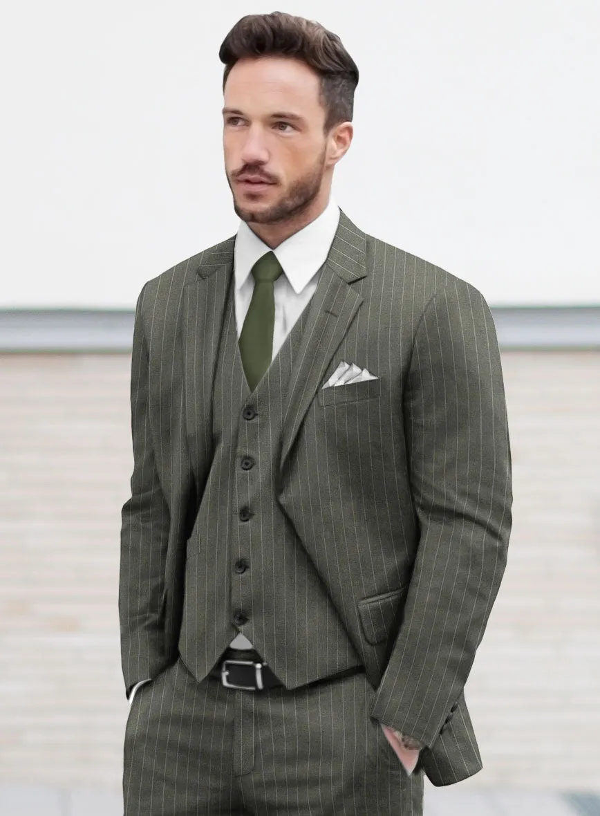 Olive Green Pinstripe Jacket