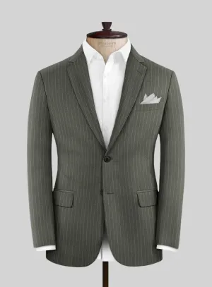 Olive Green Pinstripe Jacket