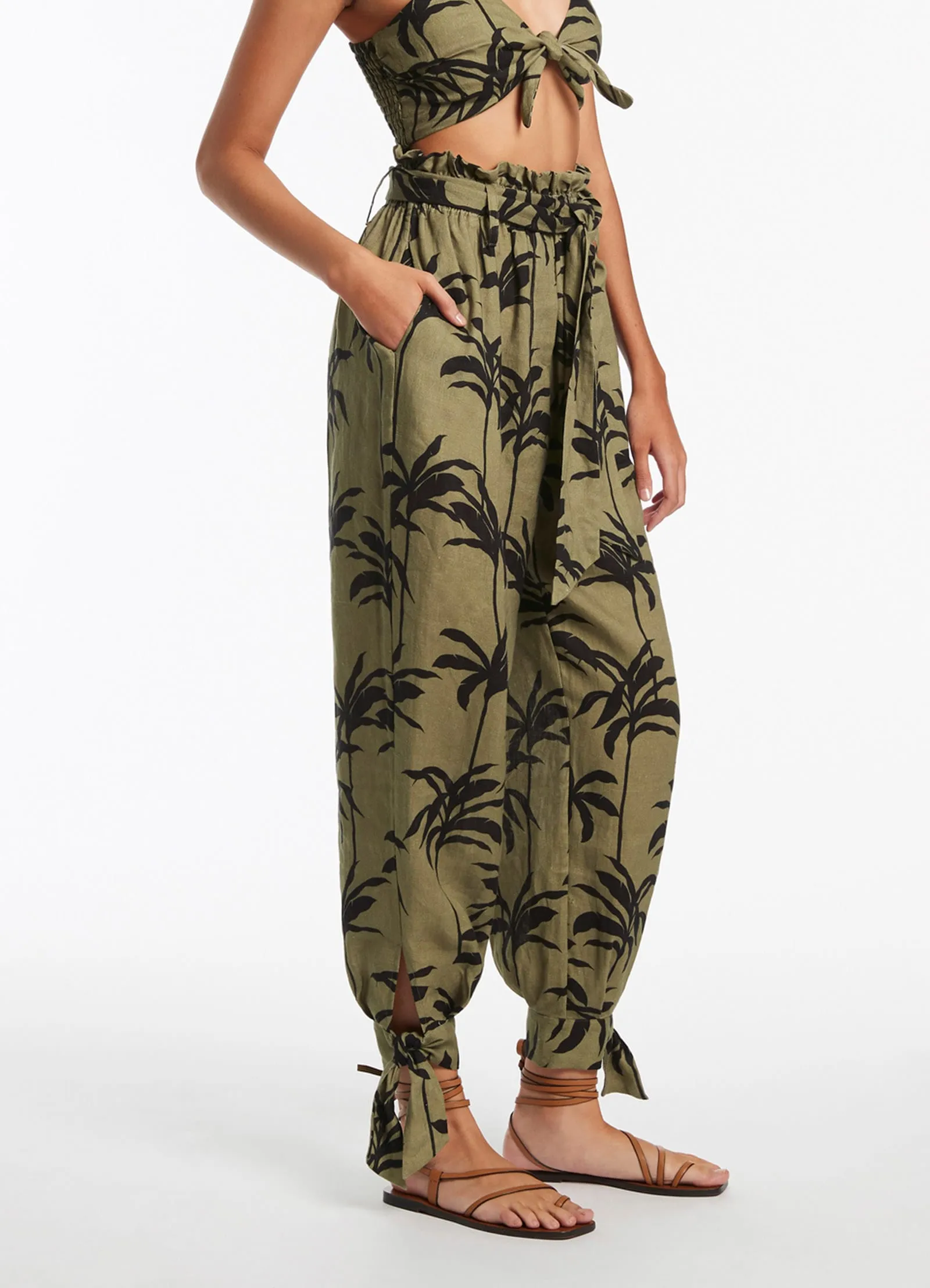 Palme Tie Cuff Pant - Olive