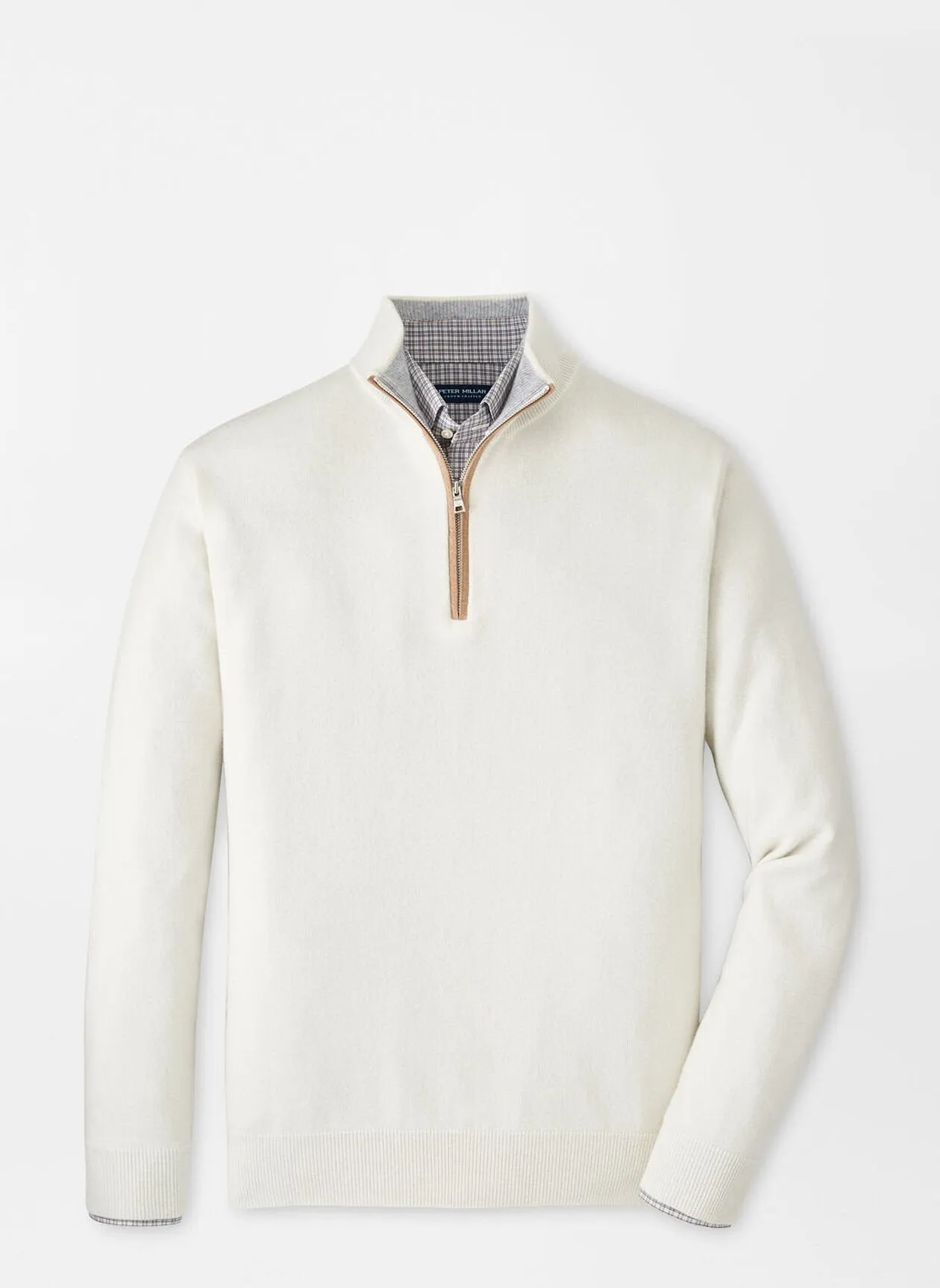 Peter Millar Artisan Crafted Cashmere Flex Quarter-Zip-Winter Ivory