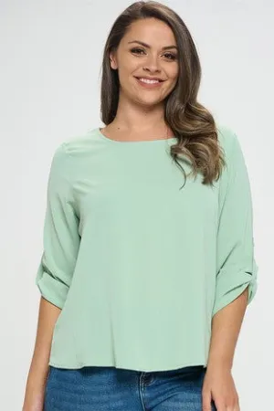 Plus 3/4 Sleeve Relaxed Fit Blouse