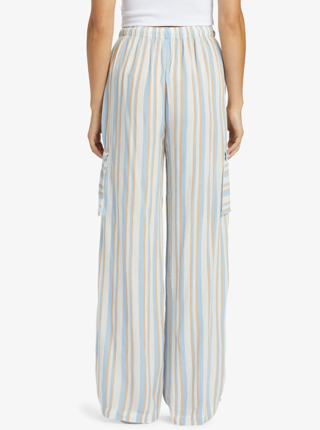 Precious High Waist Cargo Pants - Egret Small Silk Caye Stripe