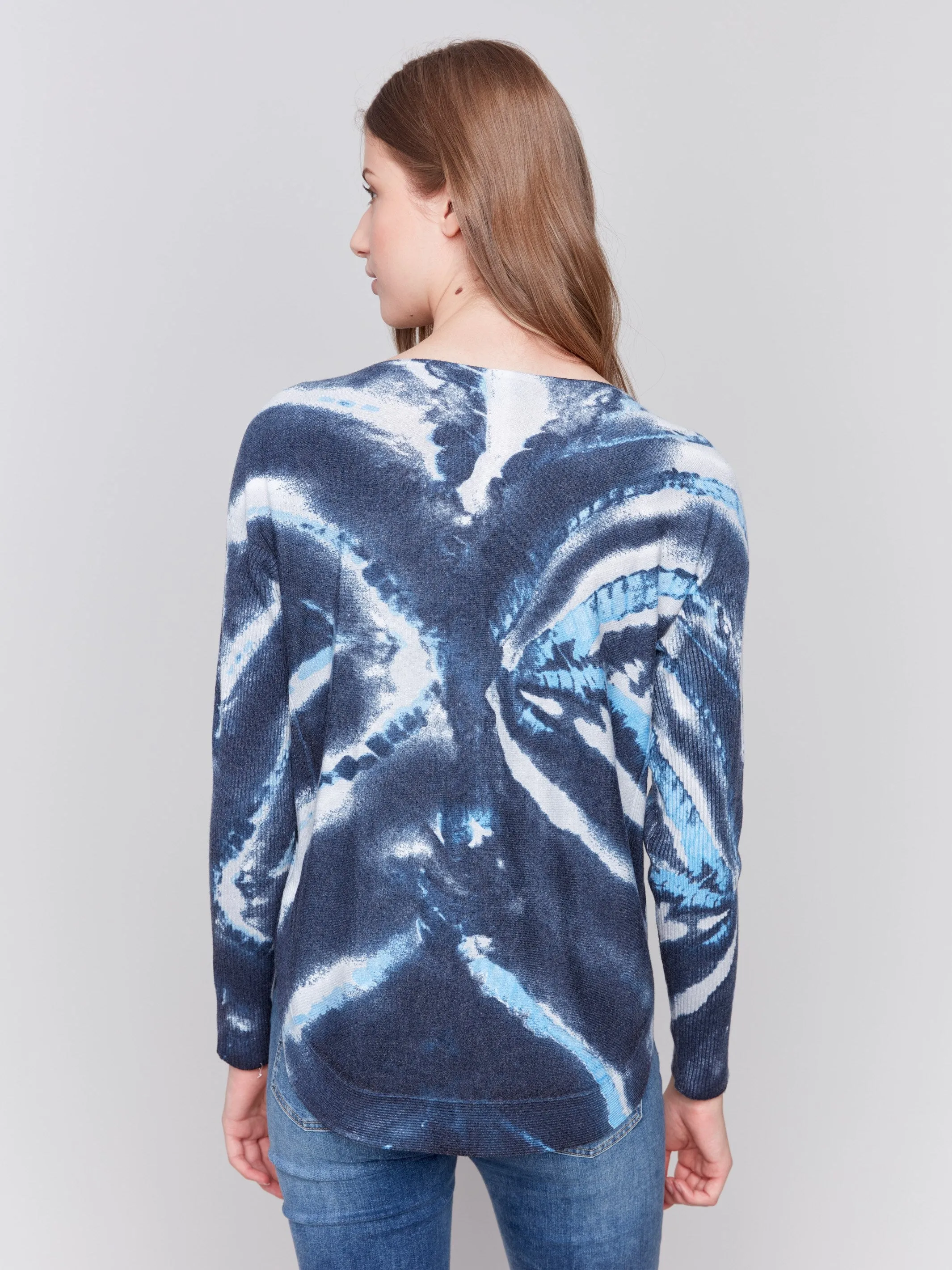 Printed Plush Knit Sweater - Storm