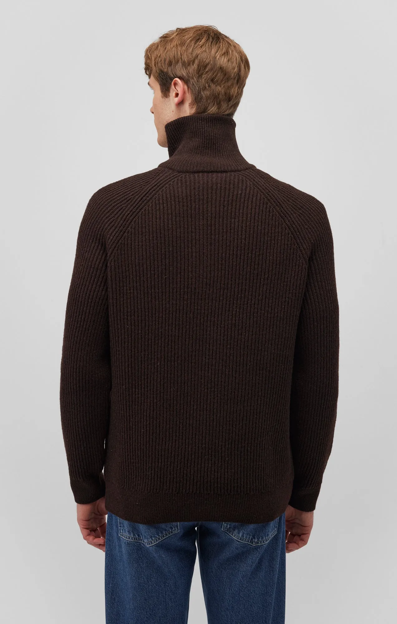 QUARTER ZIP SWEATER IN CHOCOLATE TORTE