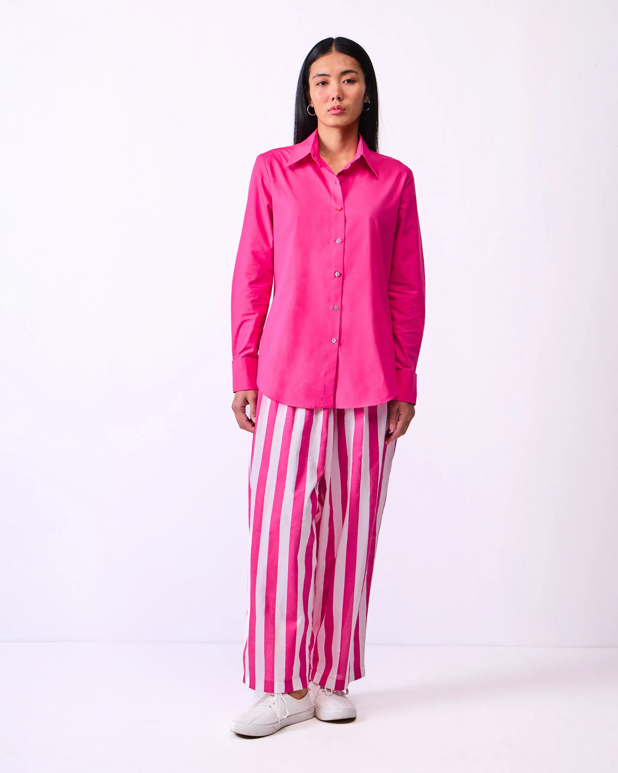 Recess Pants - Fuchsia & White Stripes