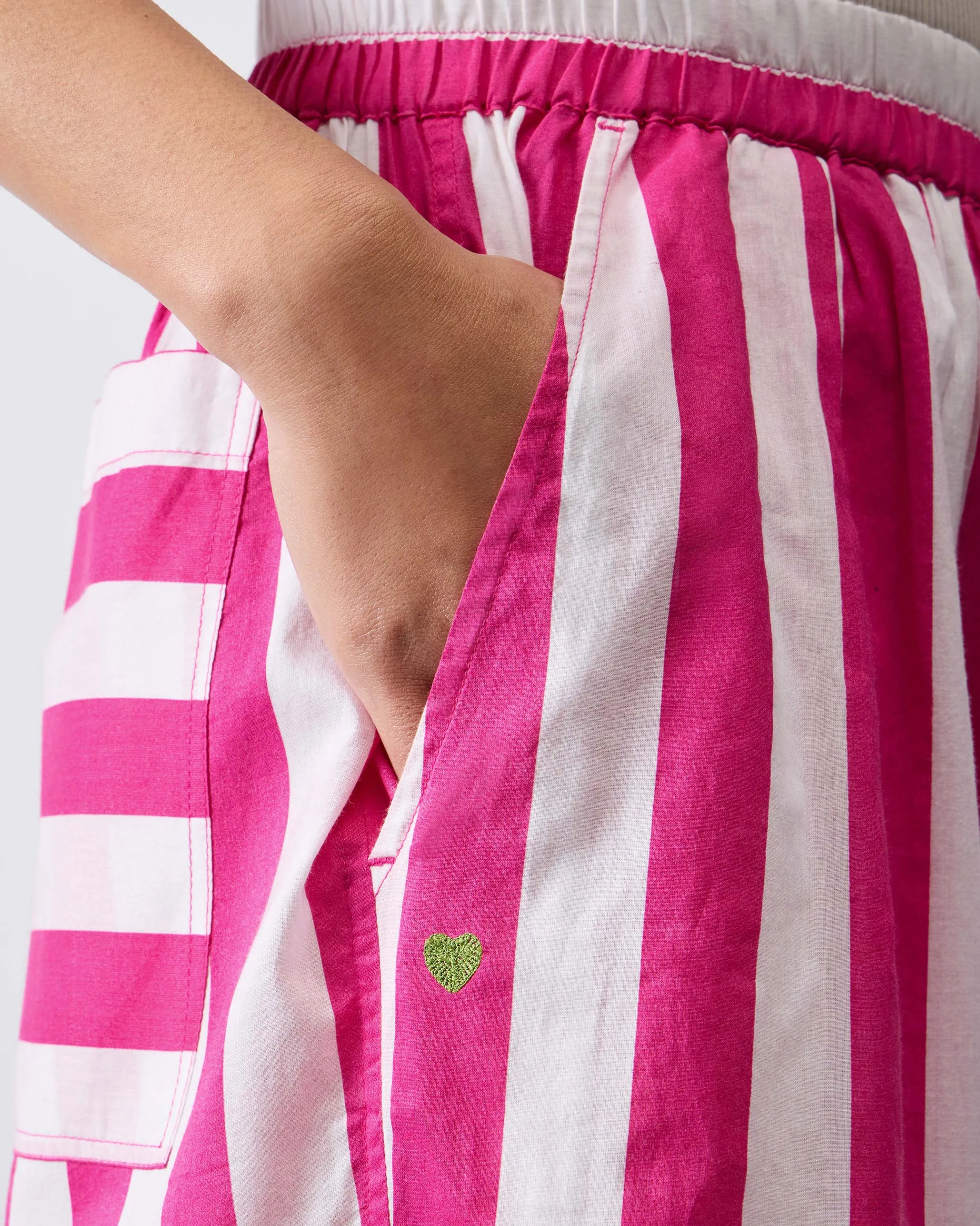 Recess Pants - Fuchsia & White Stripes